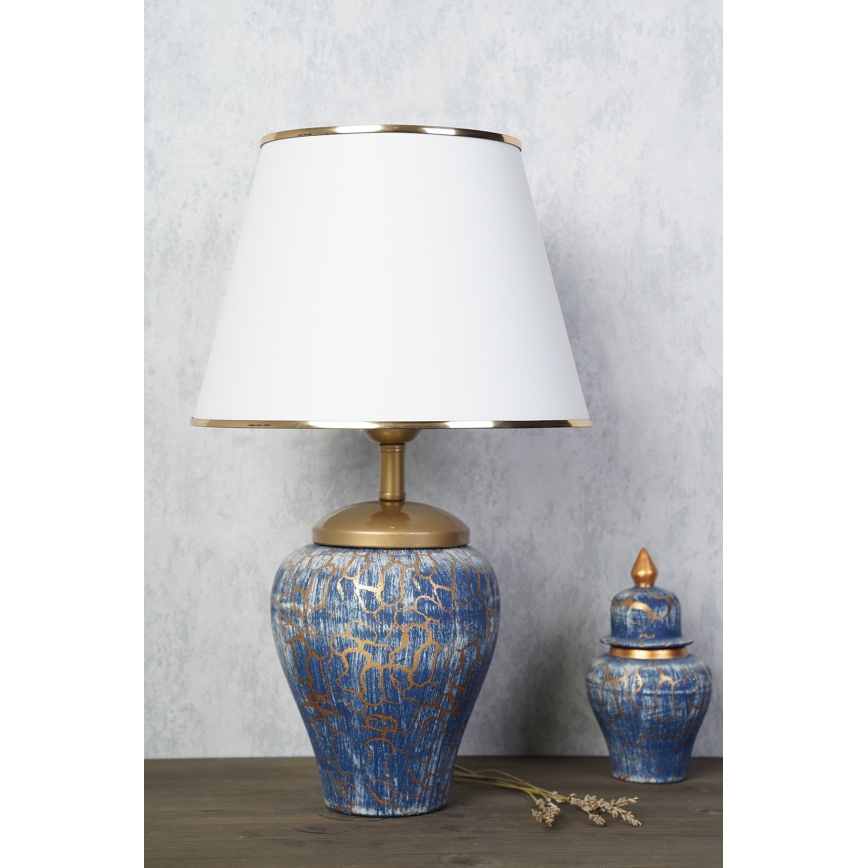 Stolná lampa 1xE27/40W/230V modrá/zlatá