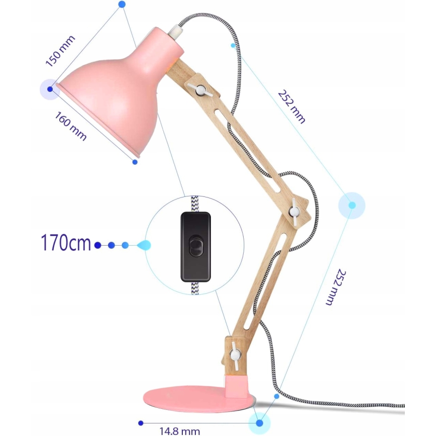 Stolná lampa 1xE27/40W/230V ružová