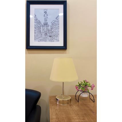 Stolná lampa 1xE27/60W/230V béžová/lesklý chróm
