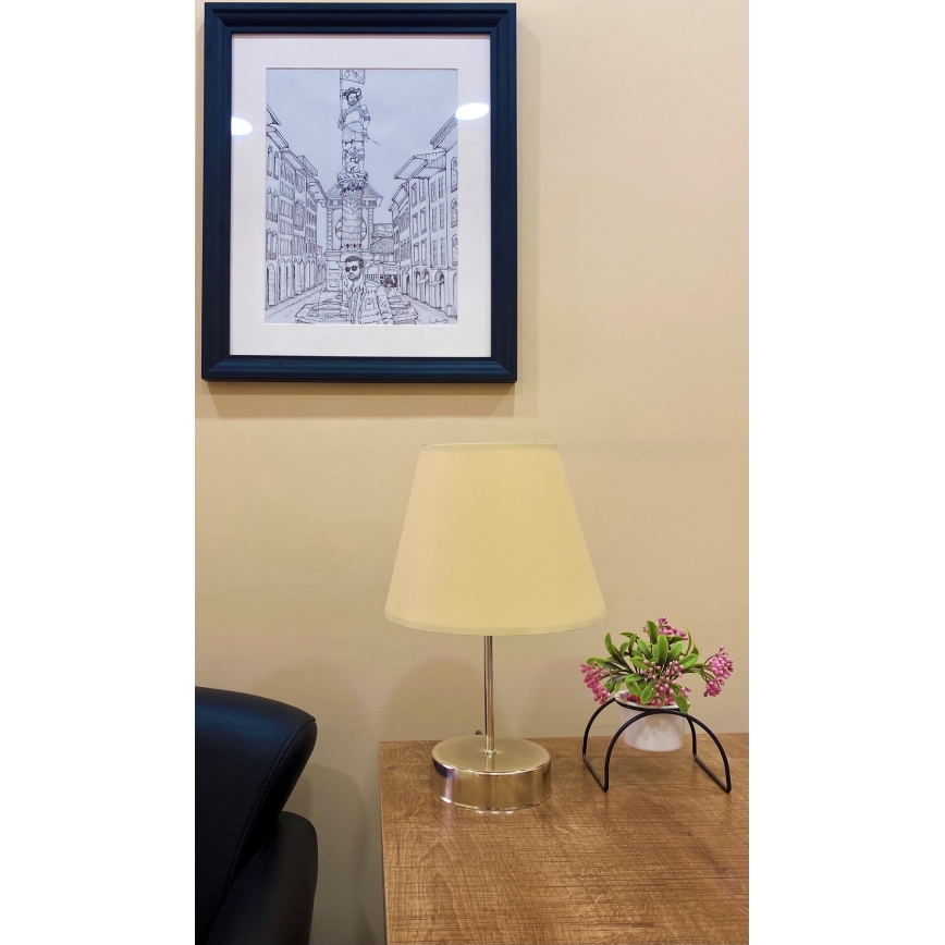Stolná lampa 1xE27/60W/230V béžová/lesklý chróm