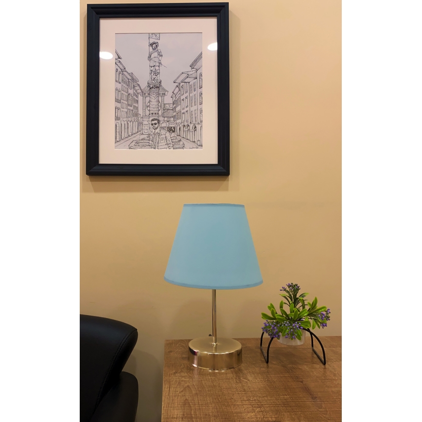 Stolná lampa 1xE27/60W/230V modrá/lesklý chróm