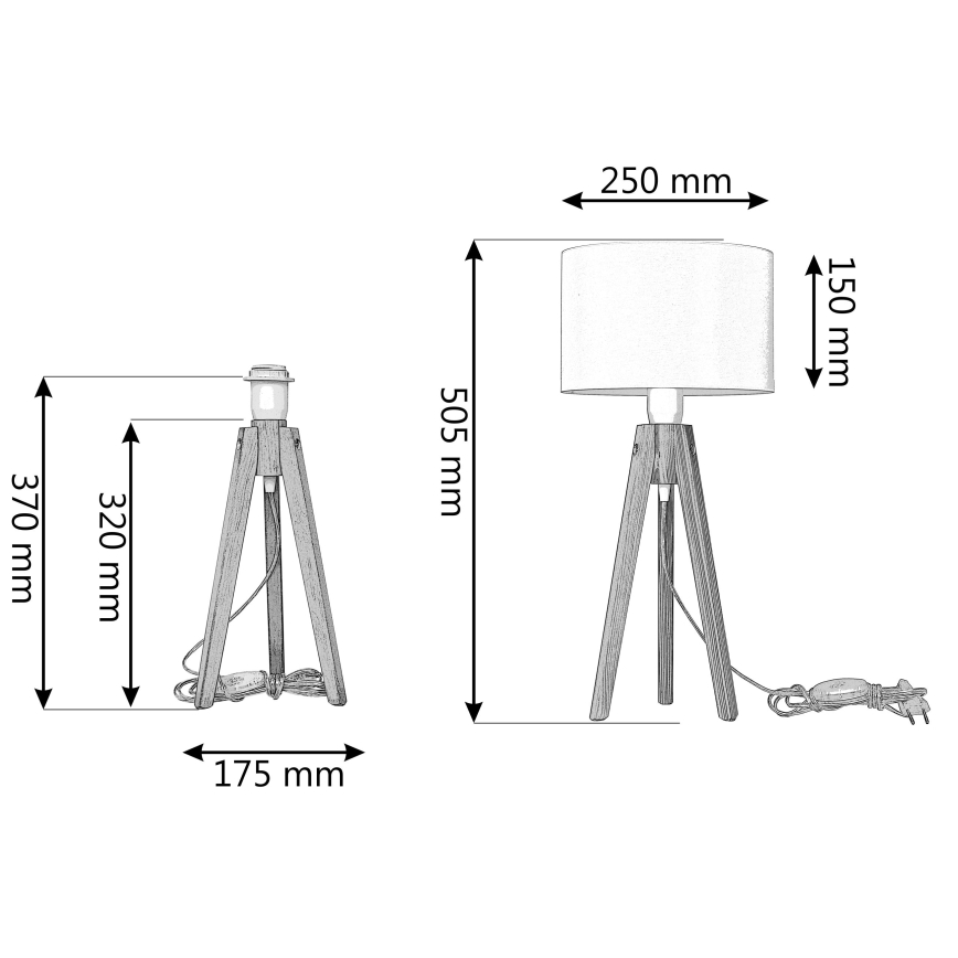 Stolná lampa ALBA 1xE27/15W/230V čierna/dub