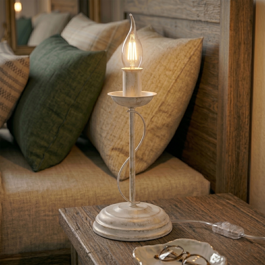 Stolná lampa ANTON 1xE14/60W/230V biela patina