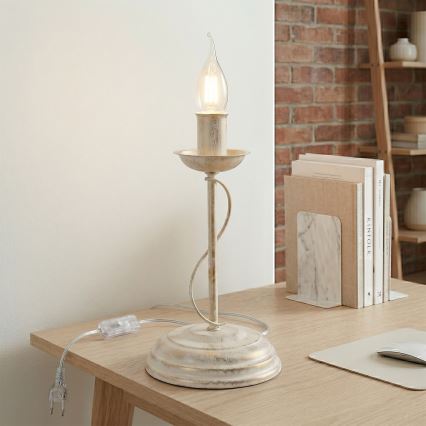 Stolná lampa ANTON 1xE14/60W/230V biela patina
