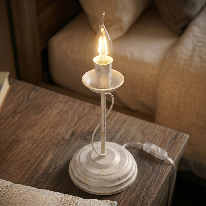 Stolná lampa ANTON 1xE14/60W/230V biela patina