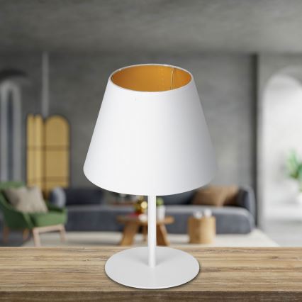 Stolná lampa ARDEN 1xE27/60W/230V pr. 20 cm biela/zlatá