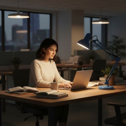 Stolná lampa AURIQ 1xE27/60W/230V modrá