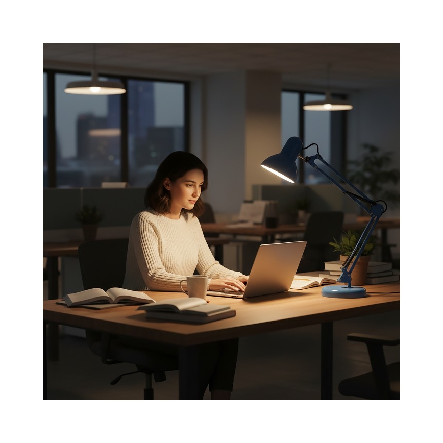 Stolná lampa AURIQ 1xE27/60W/230V modrá