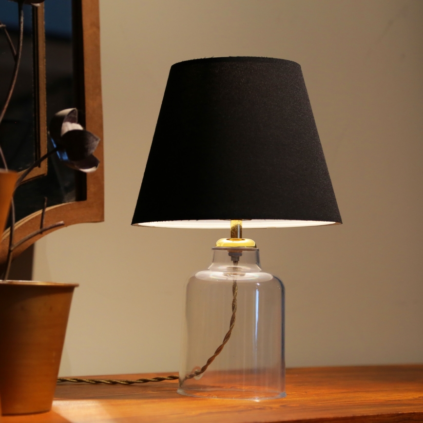 Stolná lampa AYD 1xE27/40W/230V čierna/číra
