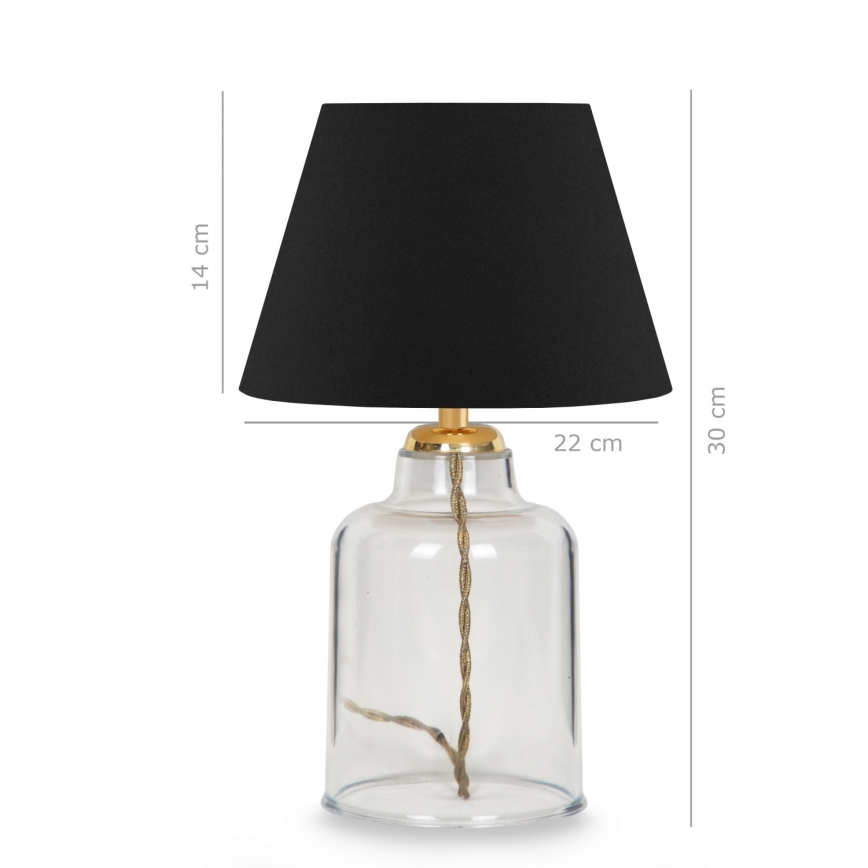 Stolná lampa AYD 1xE27/40W/230V čierna/číra