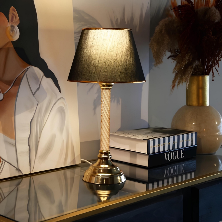 Stolná lampa AYD 1xE27/40W/230V čierna/zlatá