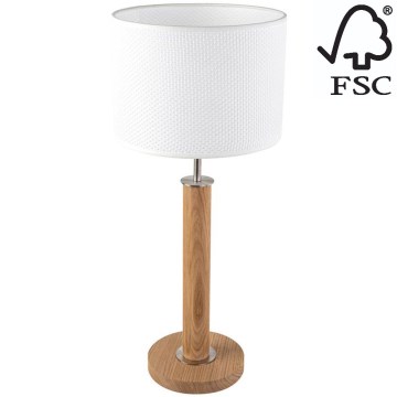 Stolná lampa BENITA 1xE27/60W/230V 61 cm biela/dub – FSC certifikované