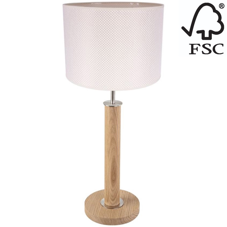 Stolná lampa BENITA 1xE27/60W/230V 61 cm krémová/dub – FSC certifikované