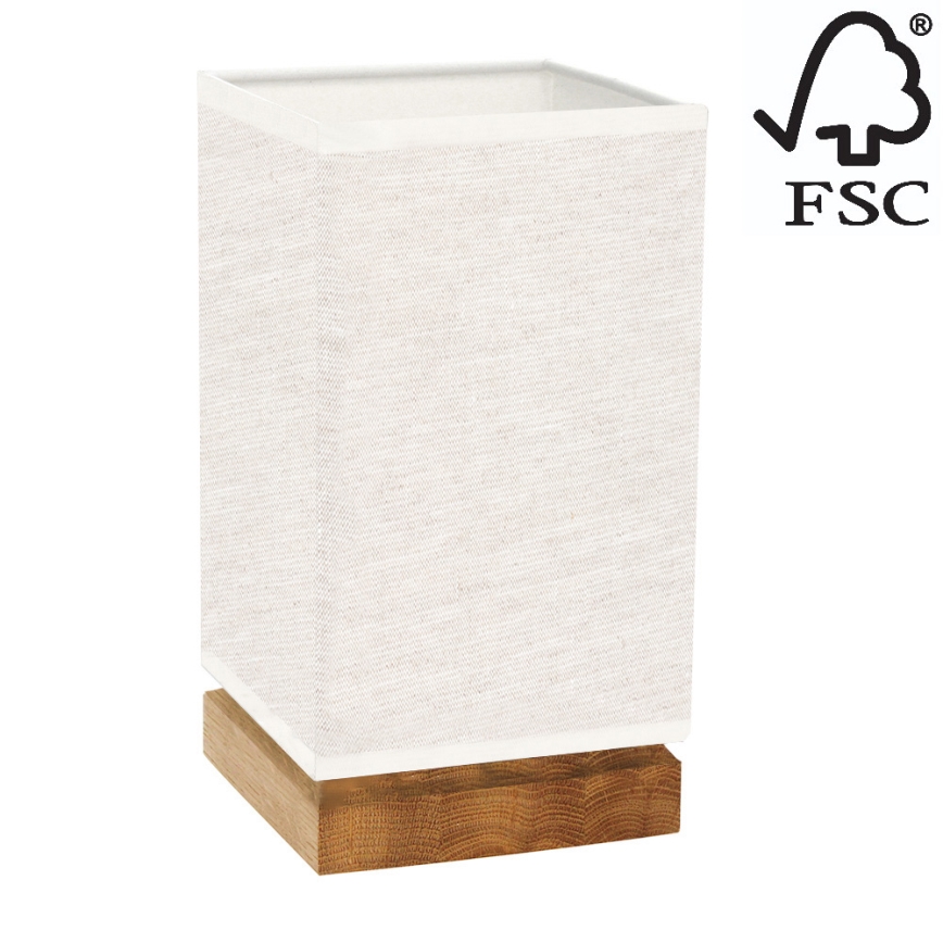 Stolná lampa FIRE 1xE27/25W/230V dub/béžová – FSC certifikované