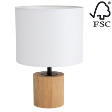 Stolná lampa KRETA 1xE27/25W/230V borovica/biela – FSC certifikované