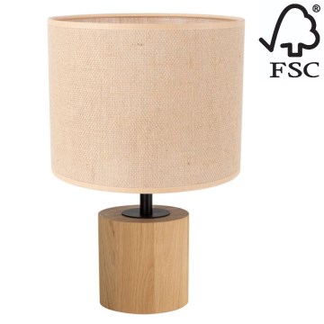 Stolná lampa KRETA 1xE27/25W/230V dub/oranžová – FSC certifikované