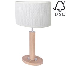 Stolná lampa MERCEDES 1xE27/40W/230V 46 cm biela/dub – FSC certifikované