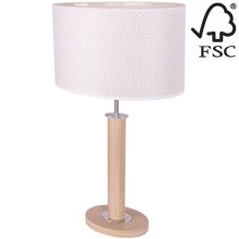 Stolná lampa MERCEDES 1xE27/40W/230V 60 cm krémová/dub – FSC certifikované