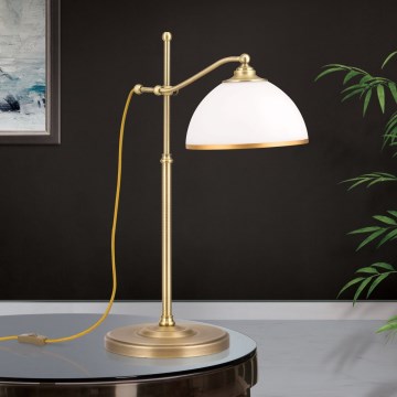 Stolná lampa OLD LAMP 1xE27/40W/230V 65 cm biela/mosadz