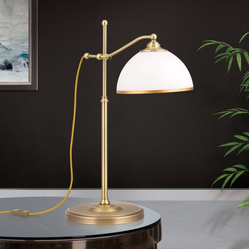 Stolná lampa OLD LAMP 1xE27/40W/230V 65 cm biela/mosadz