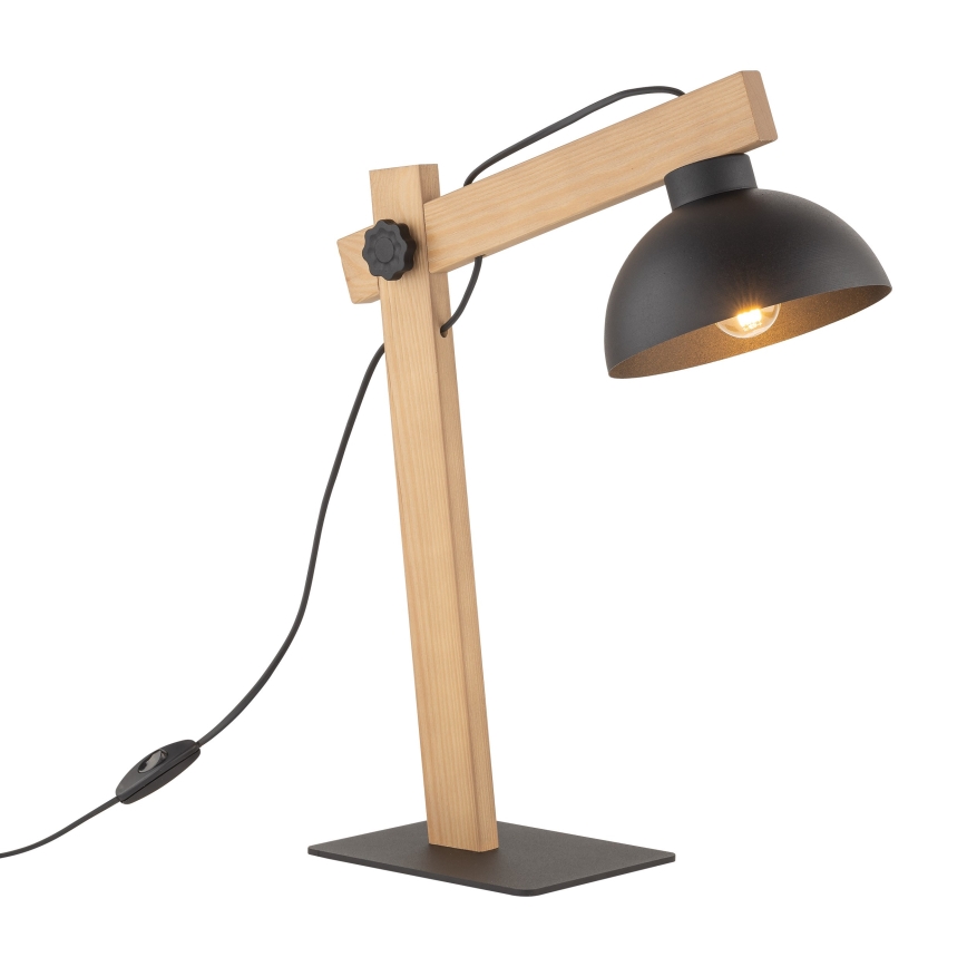 Stolná lampa OSLO 1xE27/15W/230V borovica/čierna