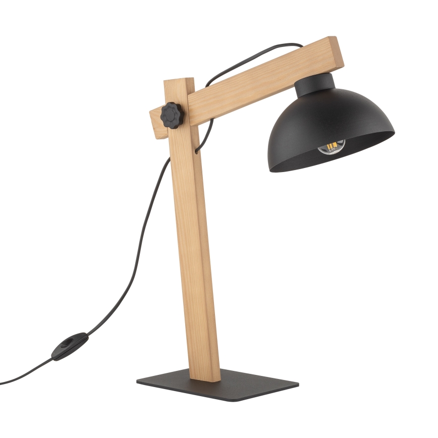 Stolná lampa OSLO 1xE27/15W/230V borovica/čierna