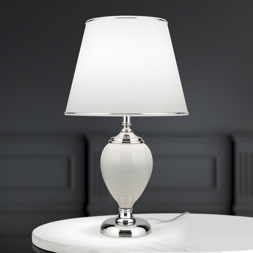 Stolná lampa OVUM 1xE27/40W/230V 48 cm keramika biela/lesklý chróm