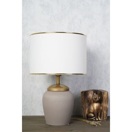 Stolná lampa RAMZES 1xE27/40W/230V biela/béžová