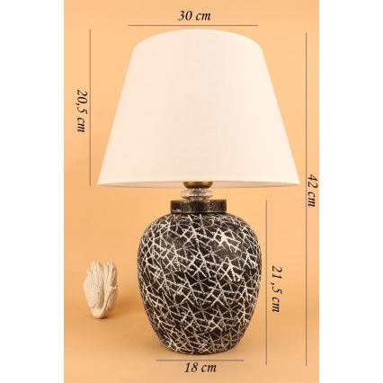 Stolná lampa RAMZES 1xE27/40W/230V biela/čierna