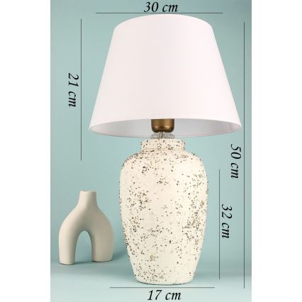 Stolná lampa RAMZES 1xE27/40W/230V biela/krémová