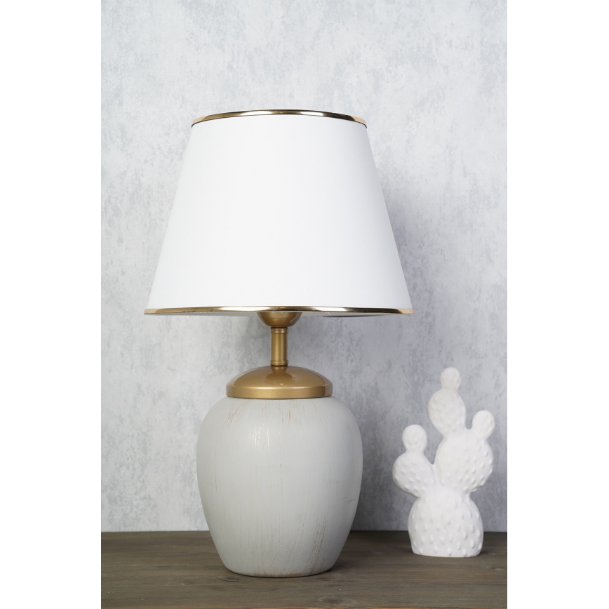Stolná lampa RAMZES 1xE27/40W/230V biela/šedá