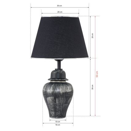 Stolná lampa RAMZES 1xE27/40W/230V čierna/strieborná