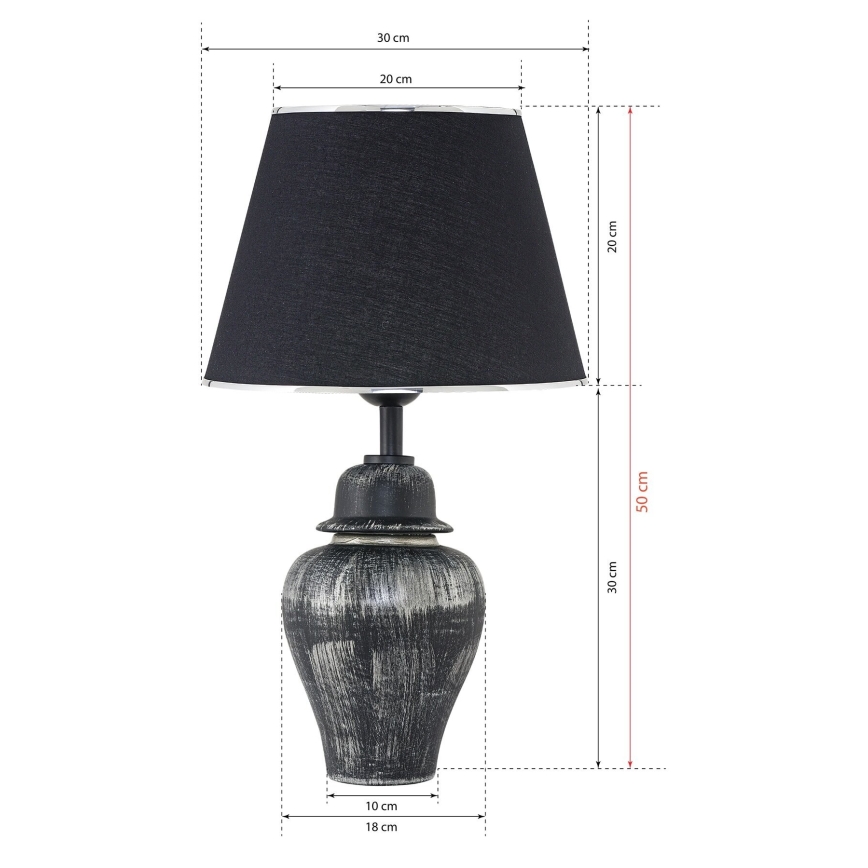 Stolná lampa RAMZES 1xE27/40W/230V čierna/strieborná