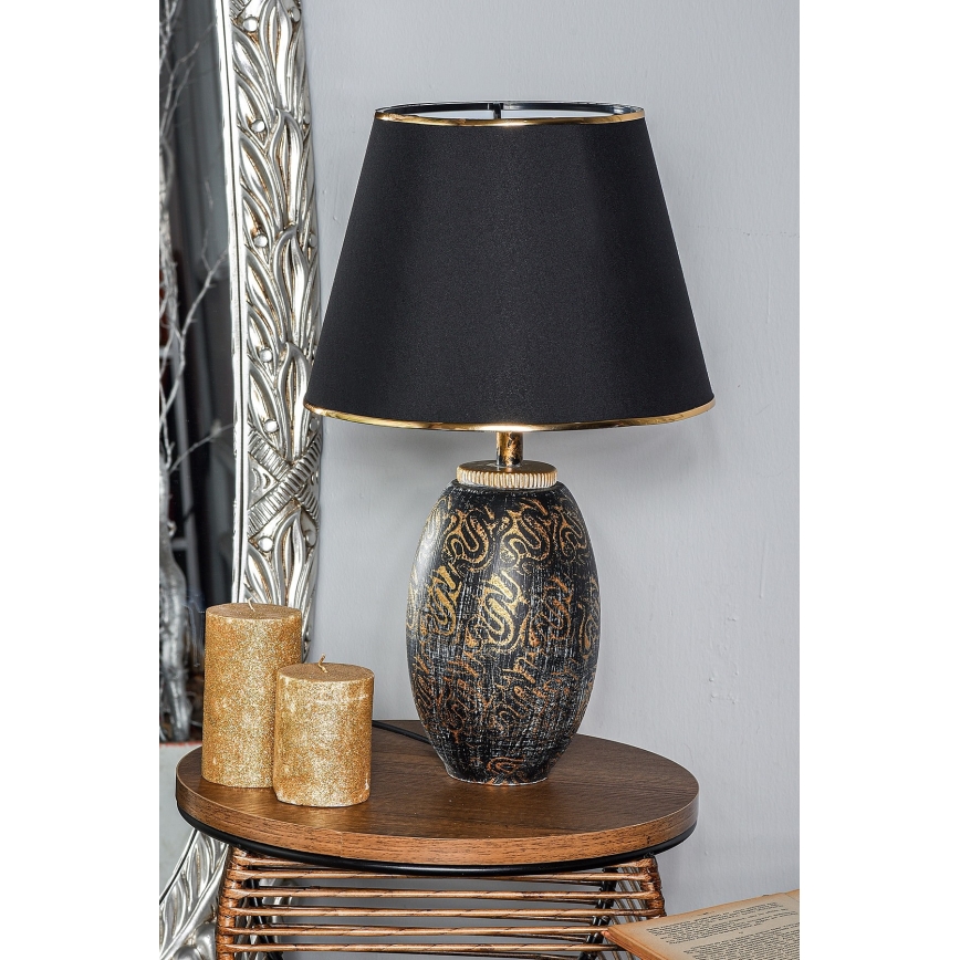 Stolná lampa RAMZES 1xE27/40W/230V čierna/zlatá