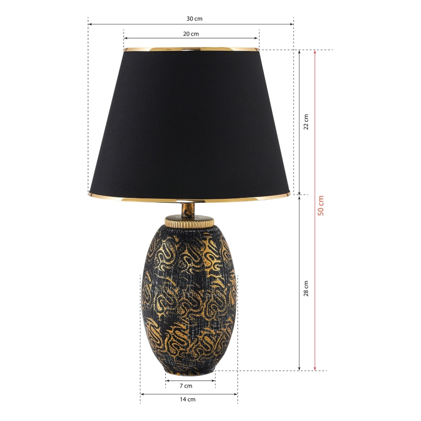 Stolná lampa RAMZES 1xE27/40W/230V čierna/zlatá