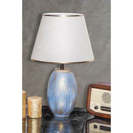 Stolná lampa RAMZES 1xE27/40W/230V krémová/modrá