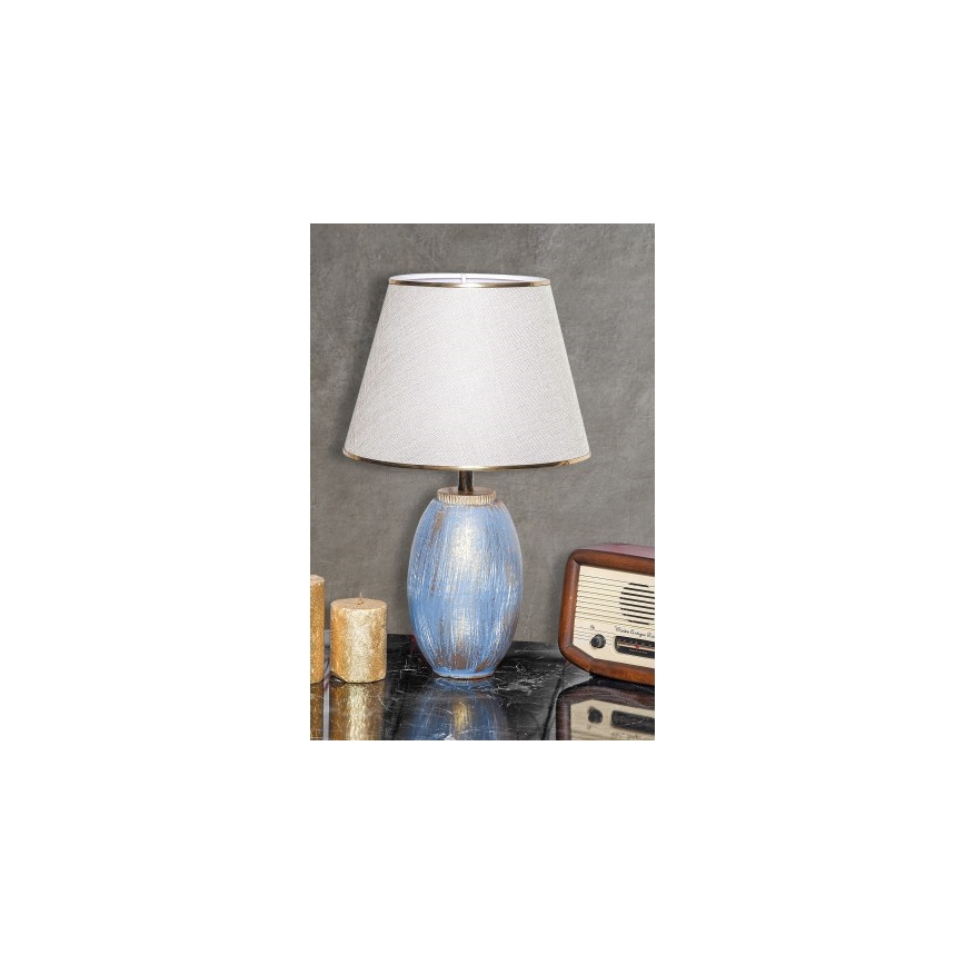 Stolná lampa RAMZES 1xE27/40W/230V krémová/modrá