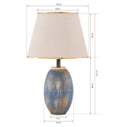 Stolná lampa RAMZES 1xE27/40W/230V krémová/modrá