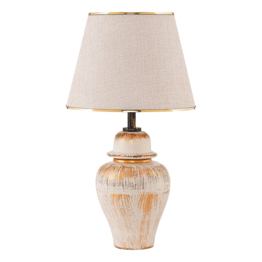 Stolná lampa RAMZES 1xE27/40W/230V krémová/zlatá