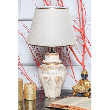 Stolná lampa RAMZES 1xE27/40W/230V krémová/zlatá