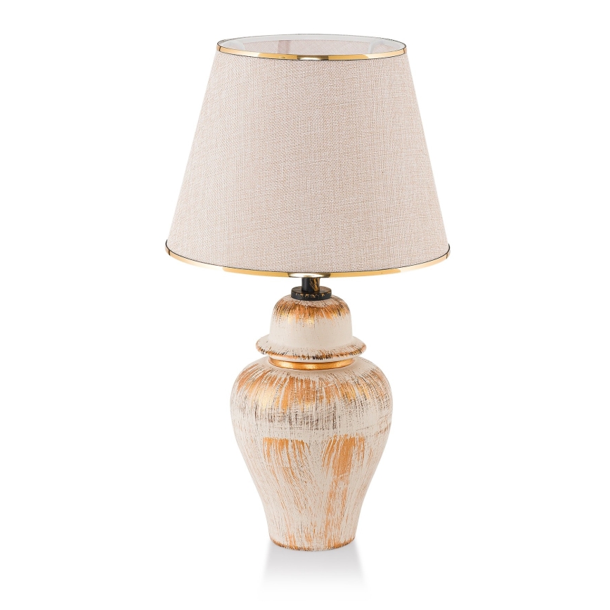 Stolná lampa RAMZES 1xE27/40W/230V krémová/zlatá