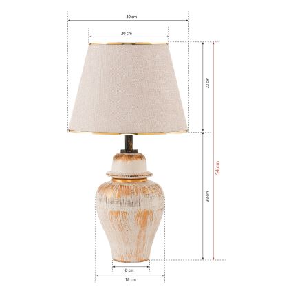 Stolná lampa RAMZES 1xE27/40W/230V krémová/zlatá