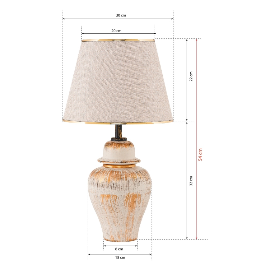 Stolná lampa RAMZES 1xE27/40W/230V krémová/zlatá