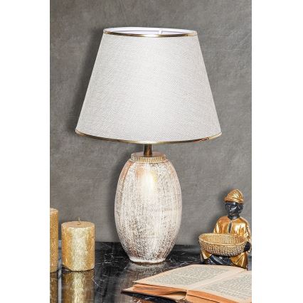 Stolná lampa RAMZES 1xE27/40W/230V krémová/zlatá
