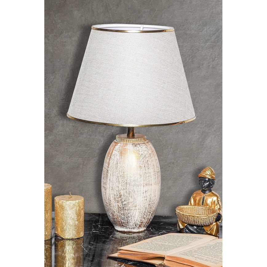 Stolná lampa RAMZES 1xE27/40W/230V krémová/zlatá