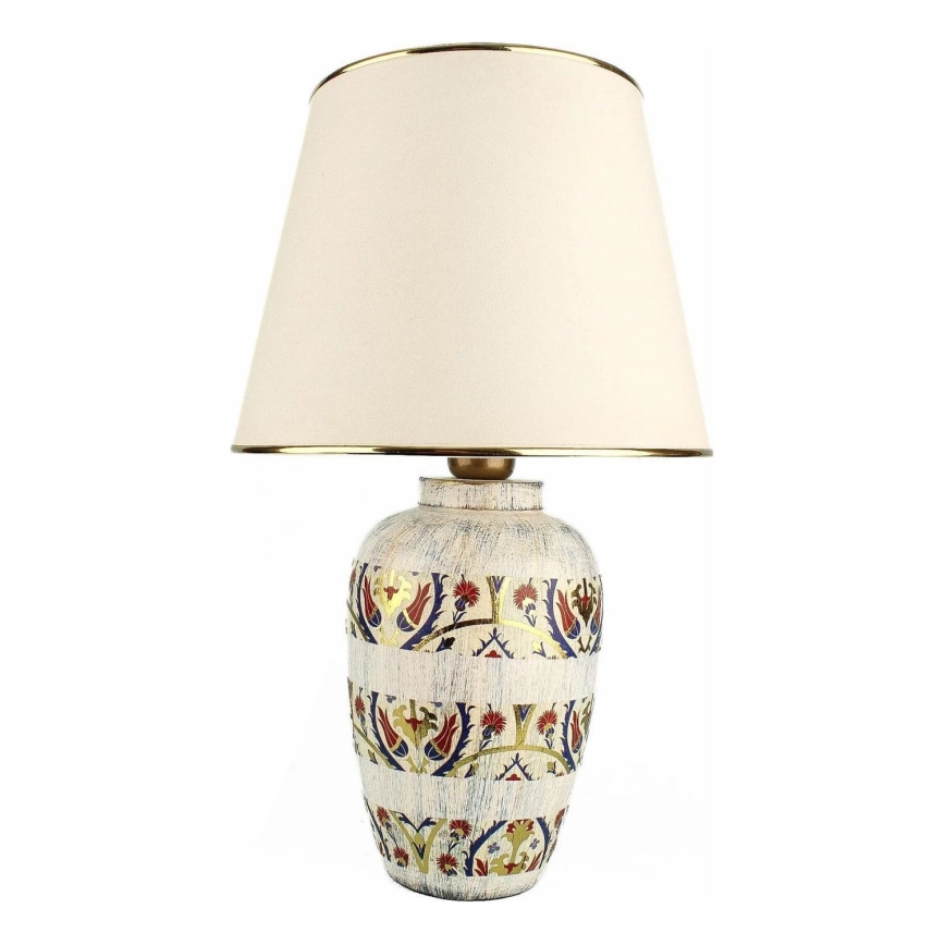 Stolná lampa RAMZES 1xE27/40W/230V krémová/zlatá