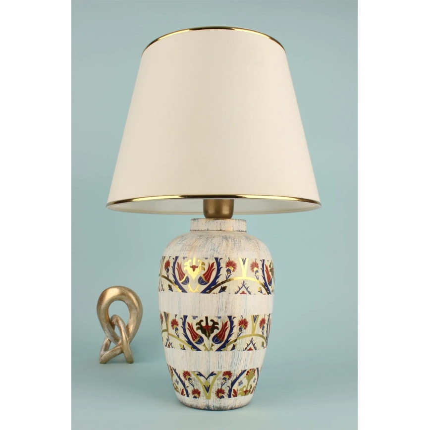 Stolná lampa RAMZES 1xE27/40W/230V krémová/zlatá