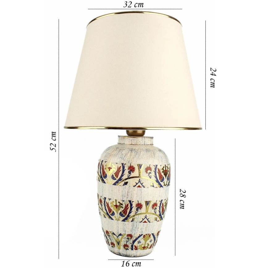 Stolná lampa RAMZES 1xE27/40W/230V krémová/zlatá