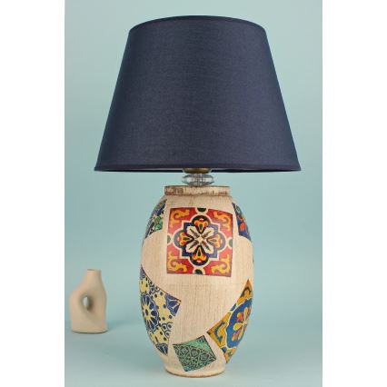 Stolná lampa RAMZES 1xE27/40W/230V modrá/béžová
