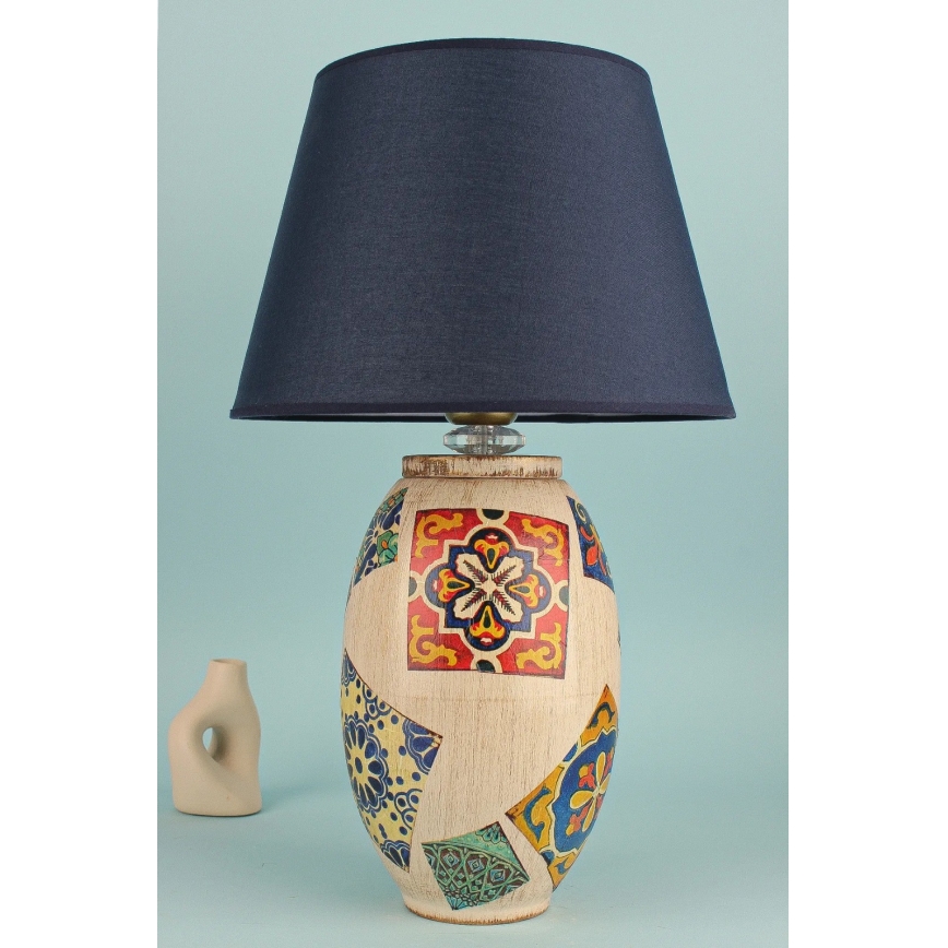 Stolná lampa RAMZES 1xE27/40W/230V modrá/béžová